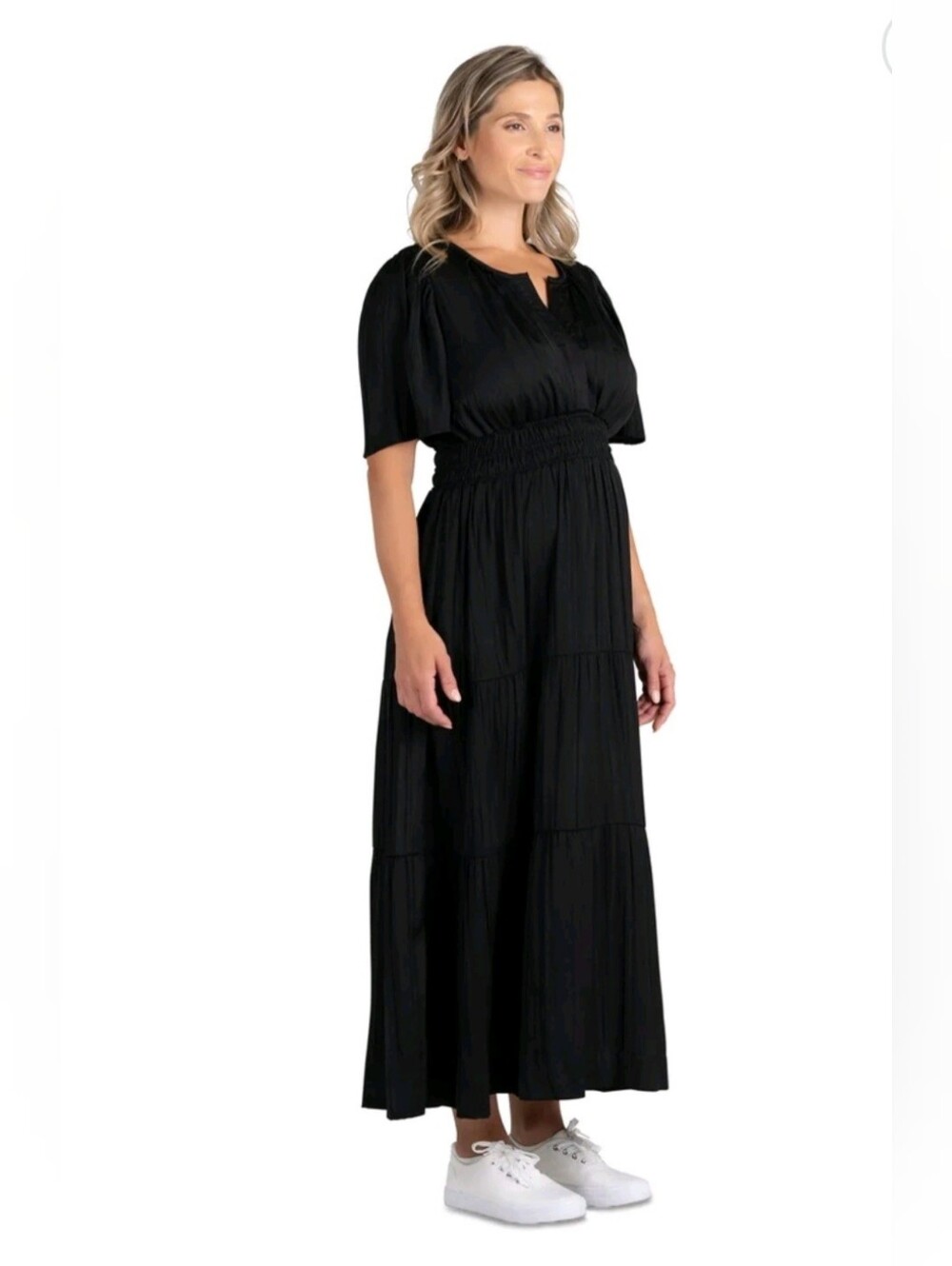 Destination Maternity Women’s Split Neck Maternity Maxi Dress